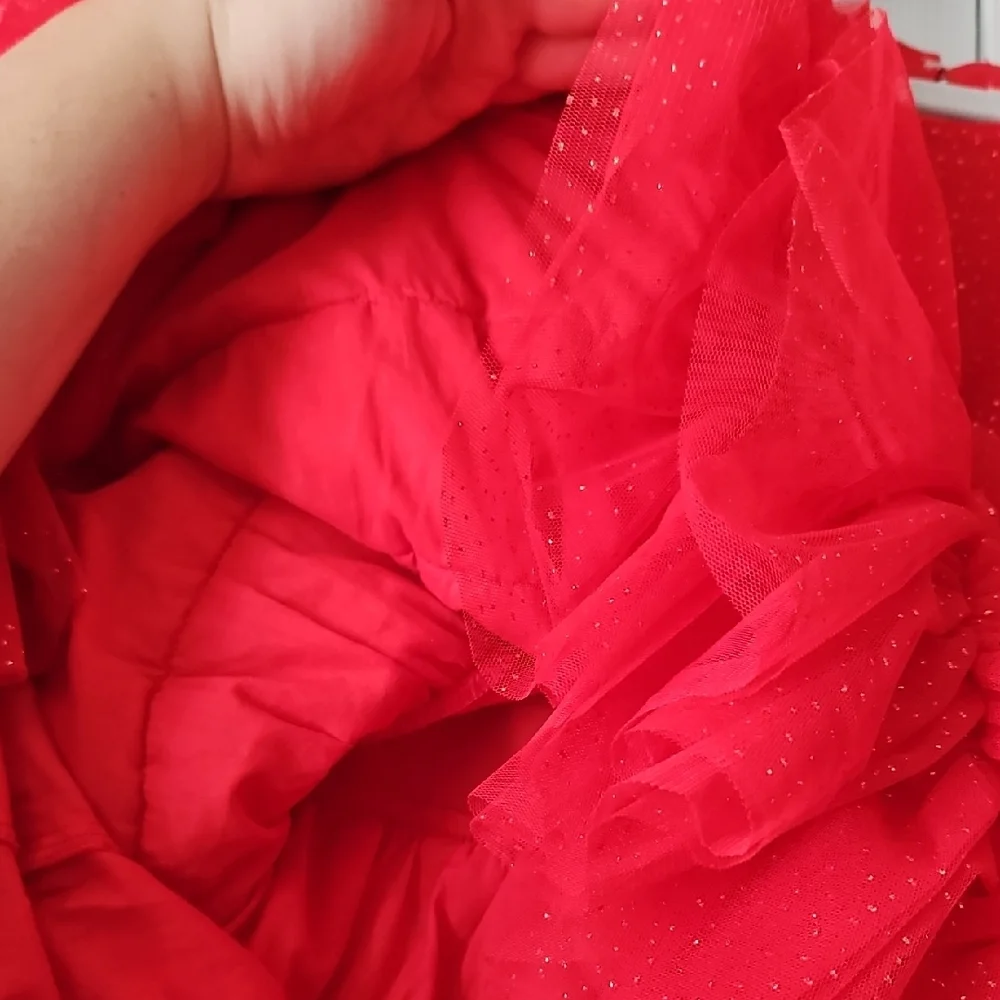 Red Ruffled Kids Tulle Dress - Picture 12 of 14